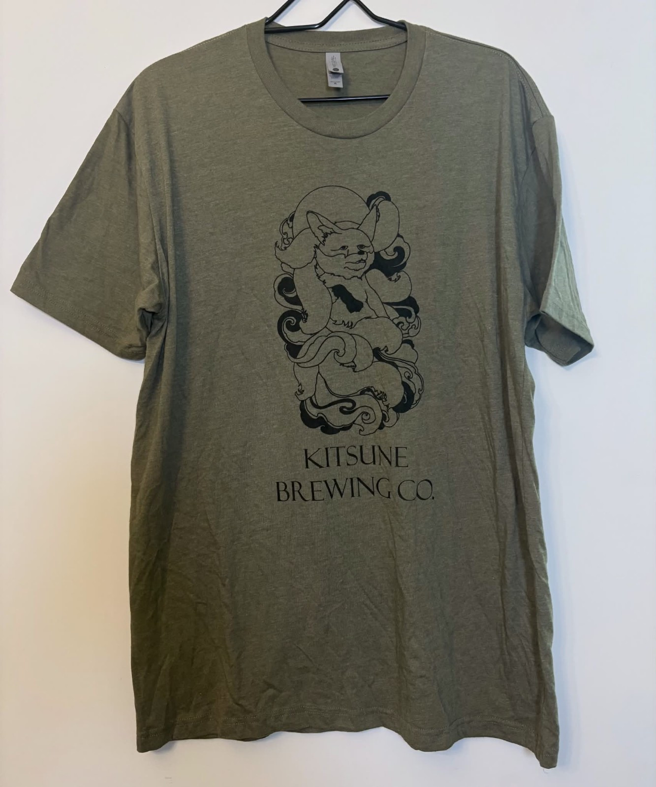 Next Level Men’s T-Shirt XL Green Kitsune Brewing Co Fox Graphic Crew Cotton