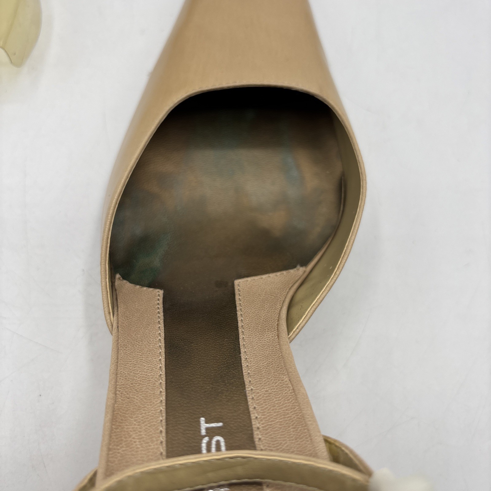 Nine West Womens 8.5M Leather Slingback Wedge Heels Natural Nude Never Worn