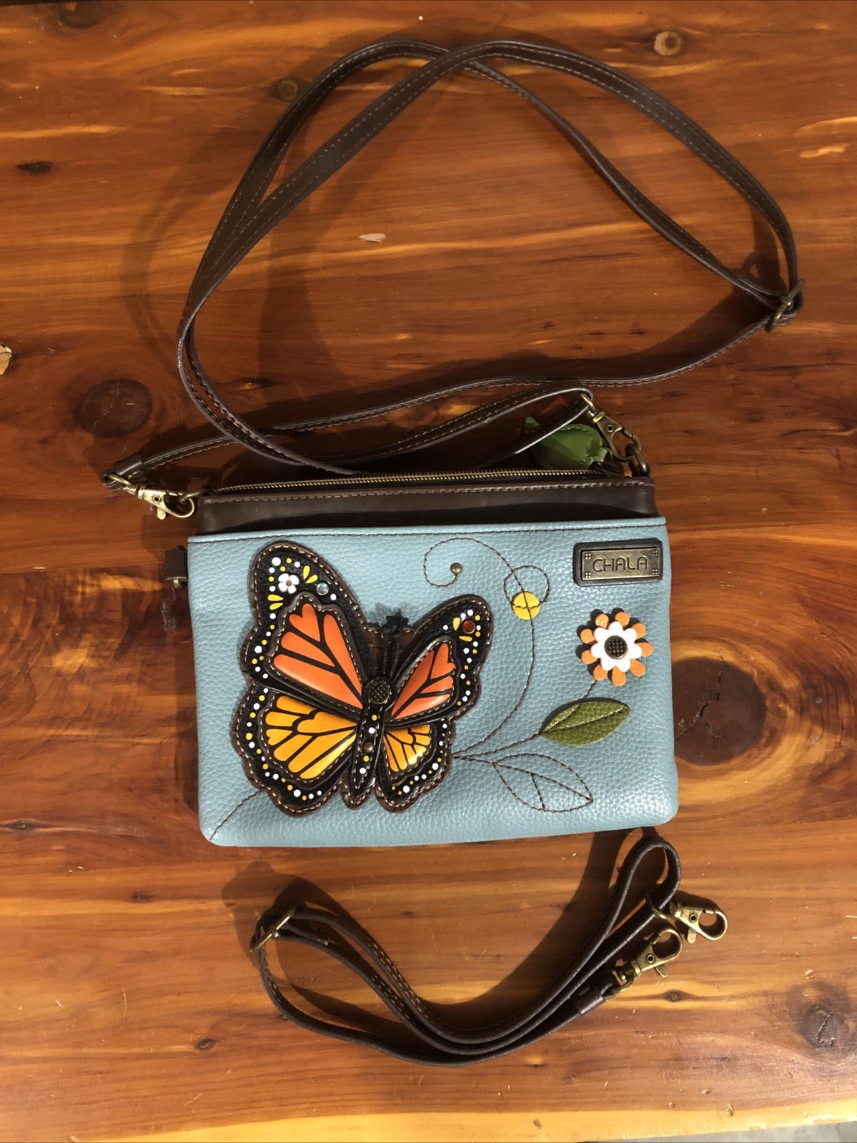 Chala Light Blue Butterfly Purse