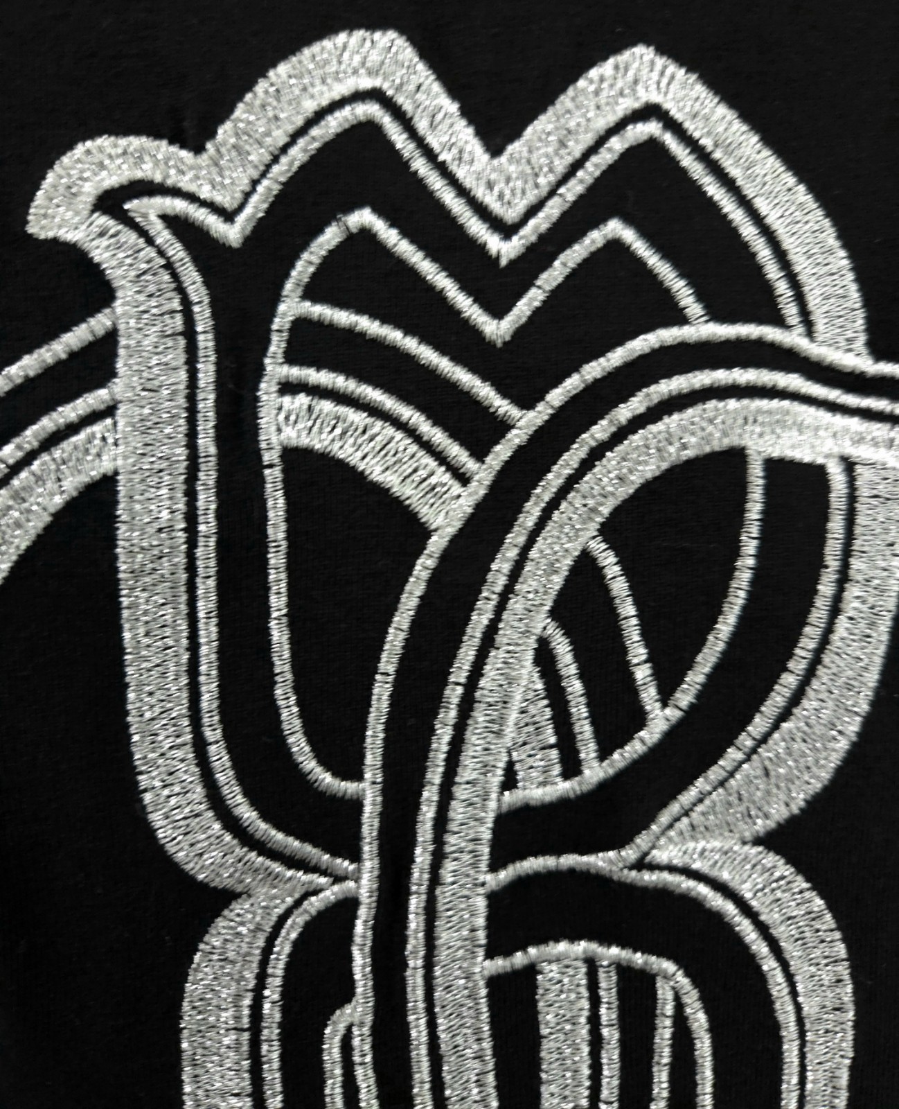 Roberto Cavalli Women Embroidered Monogram Logo Stretch Cotton Black Tee S/M