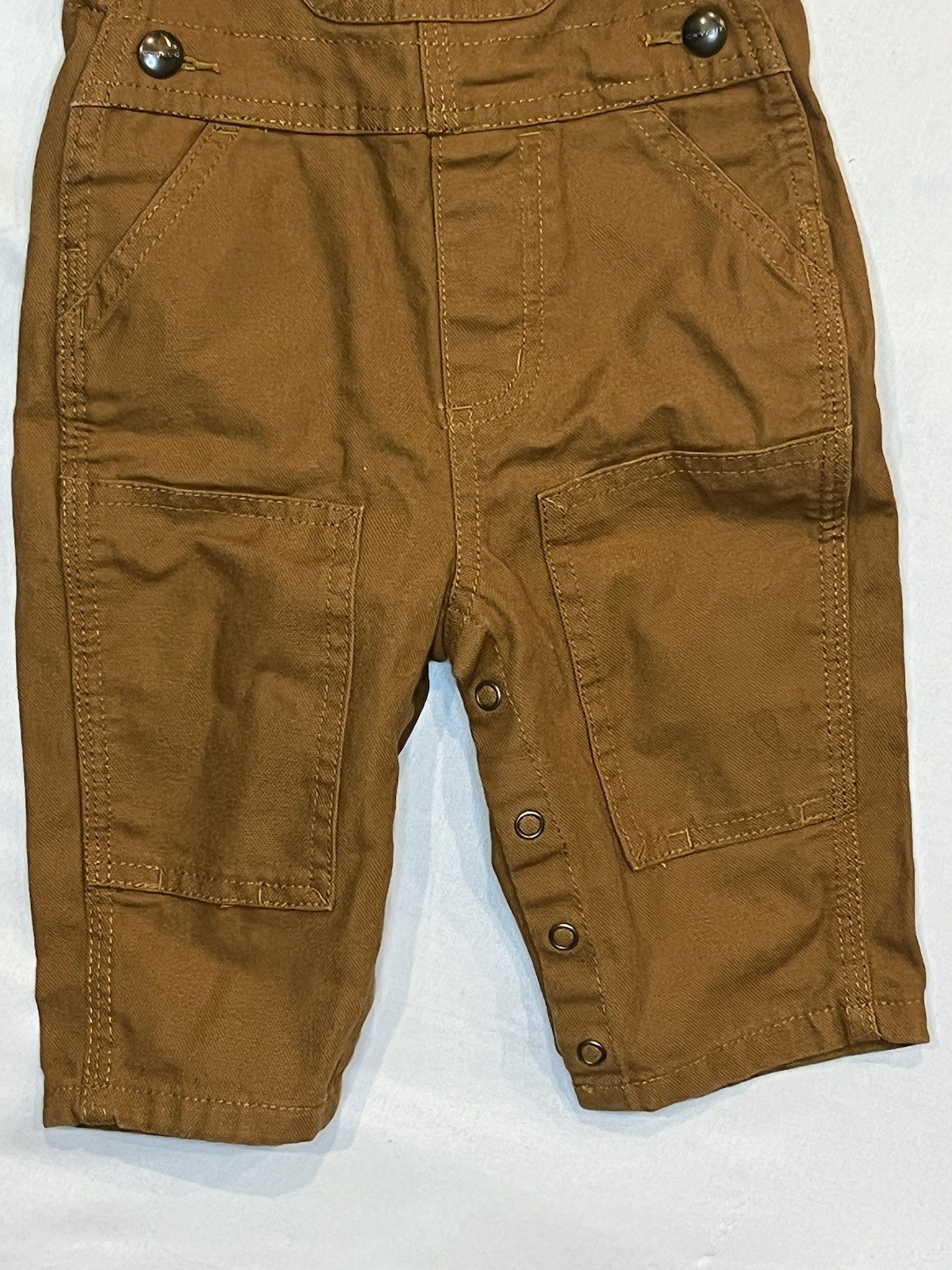 NWOT 6 Months Carhartt Rugged Flex Loose Fit Denim Overalls Bibs Brown Canvas