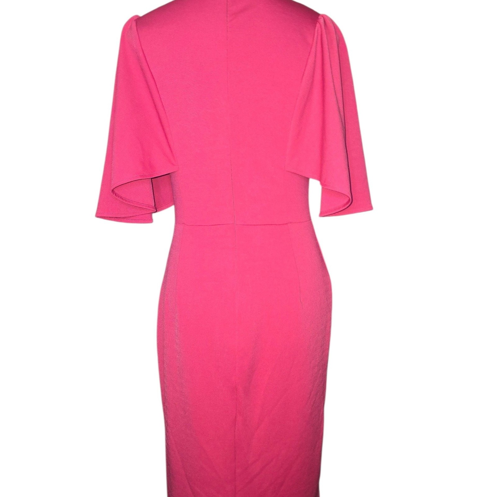 Grace Karin Women’s Magenta Flutter Sleeve Round Neck Midi Sheath Dress