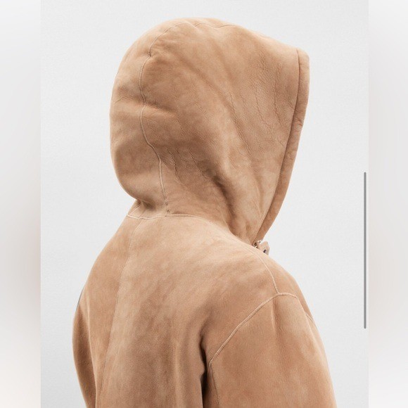 THEORY***Reversible Cropped Hooded Shearling Lamb Parka Coat***small $2395