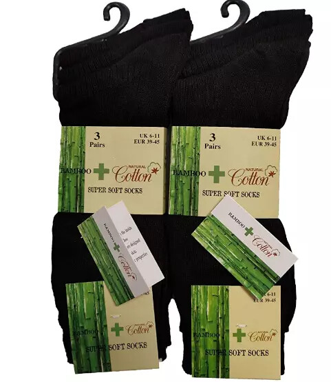 Mens 3/6/12 Pairs Bamboo Diabetic Soft Cotton Gentle Soft Top Grip Socks UK 6-11