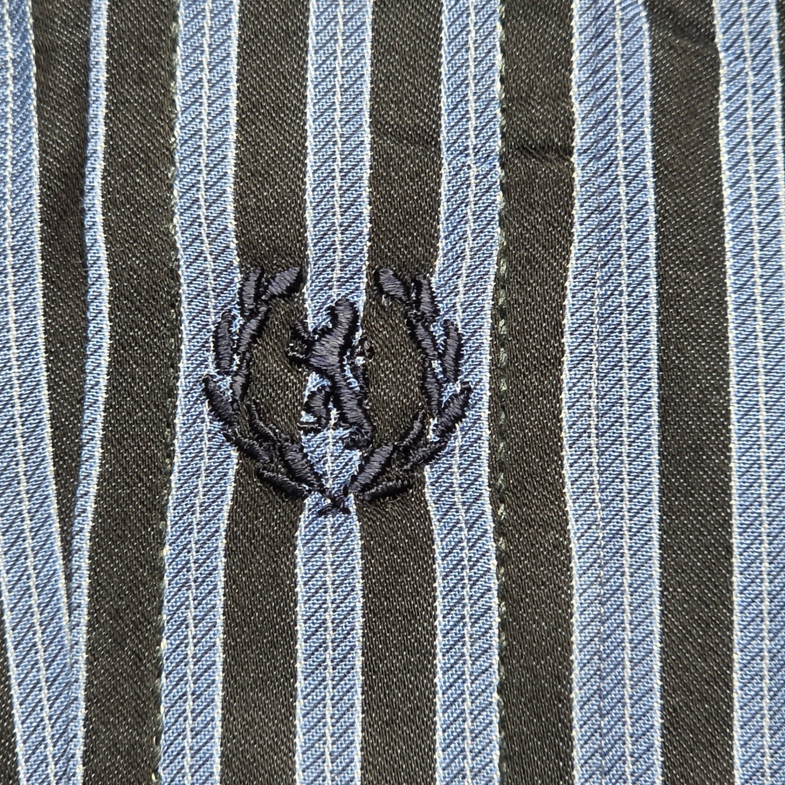 Button Down Shirt Bugatchi L Mens Blue Black Excellent Striped Long Sleeve
