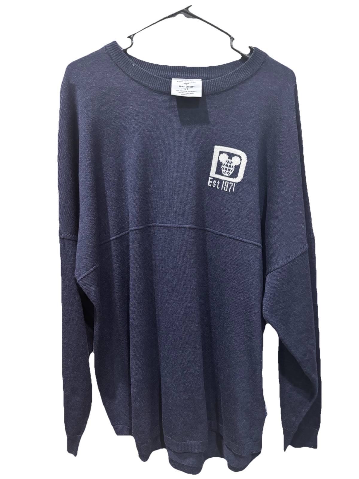 Disney Parks Authentic Spirit Jersey Women’s XL Blue Knit Mickey Sweater