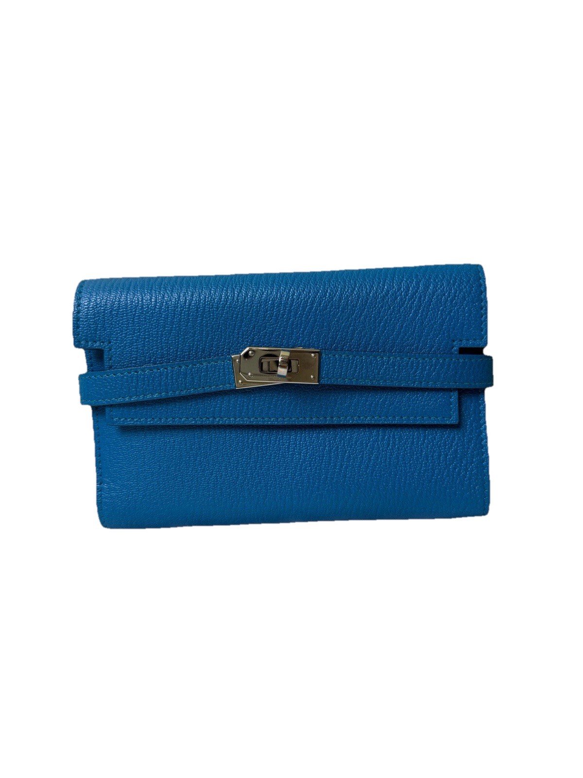 Hermes Kelly Classic Blue Wallet Stamp A