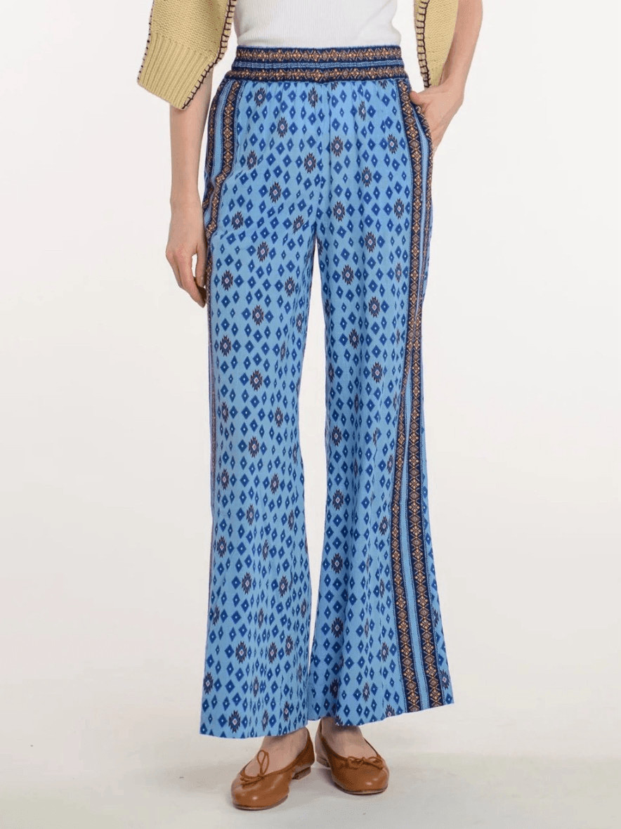 Elizabeth James The Label Womens Wide Leg Printed Cotton Sutton Pants Sz XS NWT