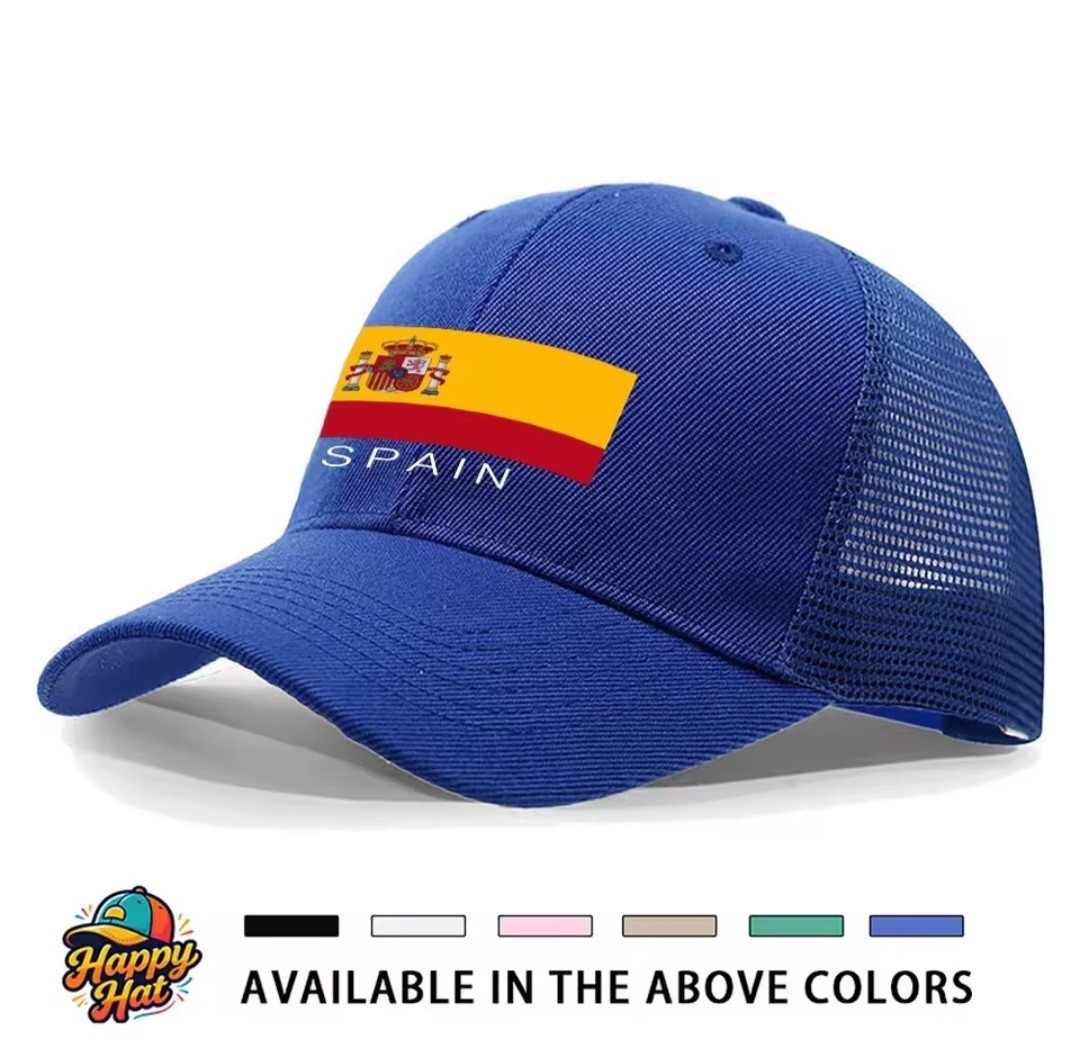 Happy Hat Spain Flag Trucker Hat Black One Size Adjustable Mesh Back Cap