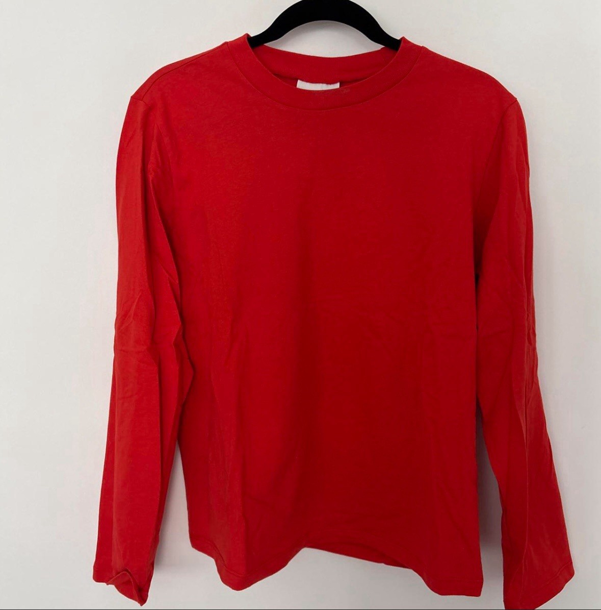 Reformation Asher Cropped Oversized Longsleeve Tee S paprika organic cotton red
