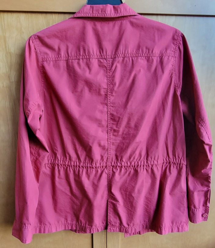 Eddie Bauer Womens Utility Cinch Waist Jacket Buttons Flap Pockets Brick Red XL