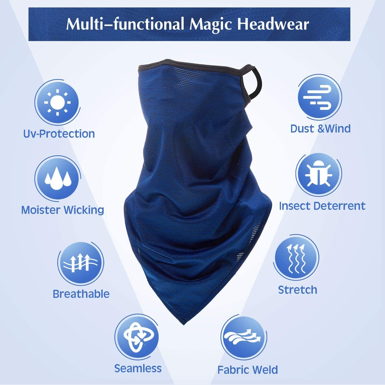 Neck Gaiter with Ear Loops UV Protection Neck Scarf Covers Bandana for Men Women