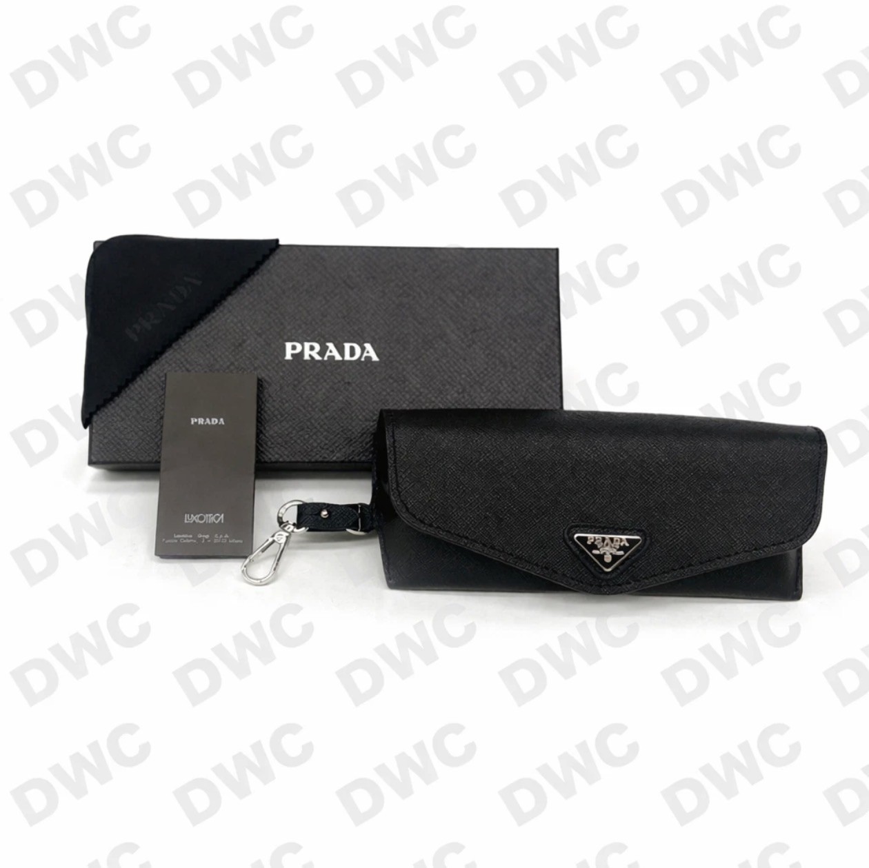 PRADA Polarized Rectangle Sunglasses, Black Frame, tinted Lens Full Set W box