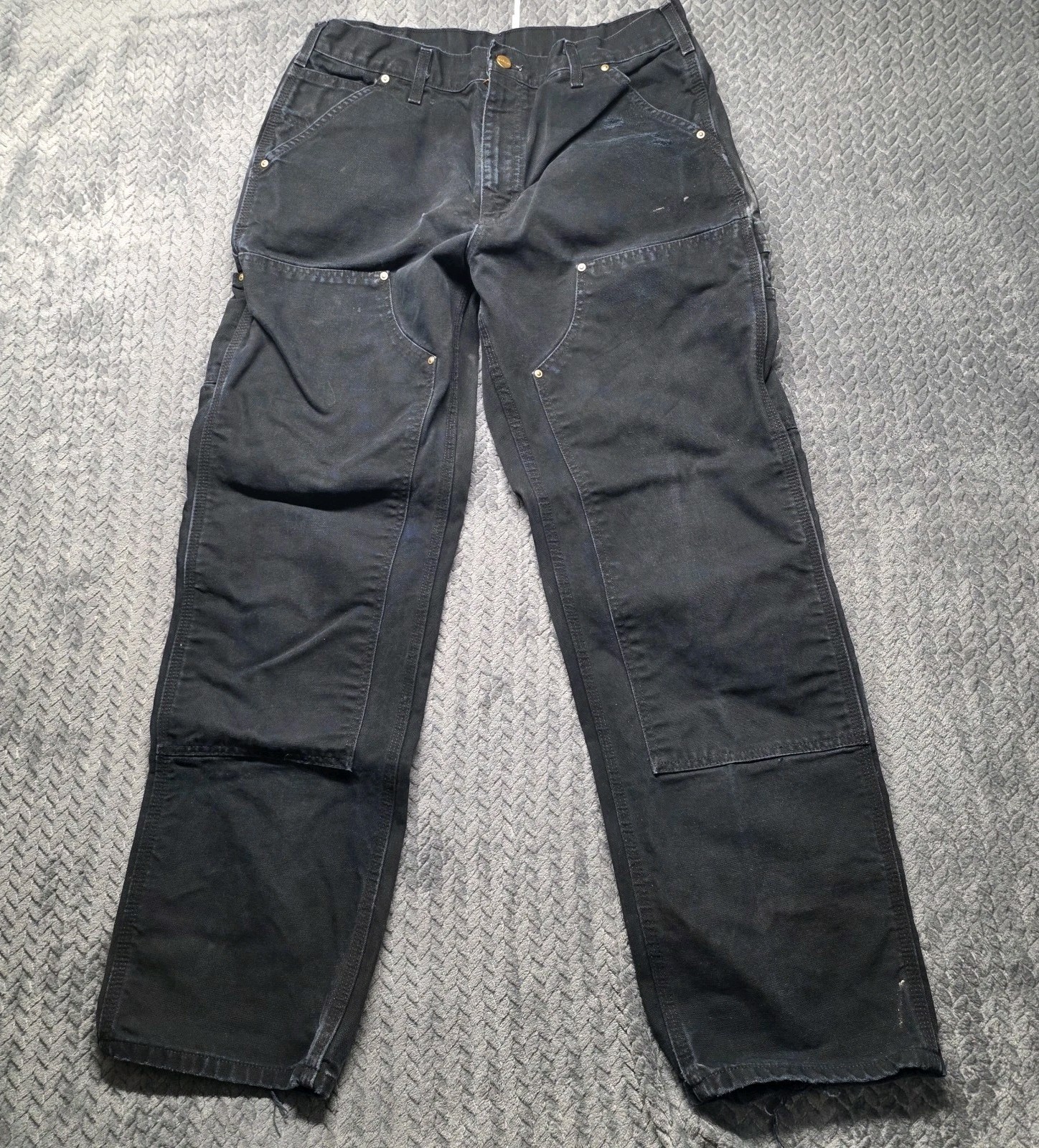 Vintage Carhartt Double Knee Black Carpenter Pants 32×31 Distressed Made In USA