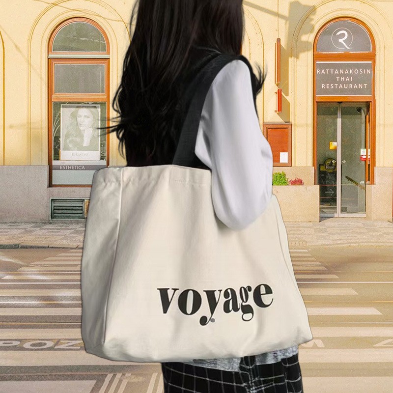 Cross-border Large-capacity Canvas Bag Womens Minimalist Single-shoulder Bag