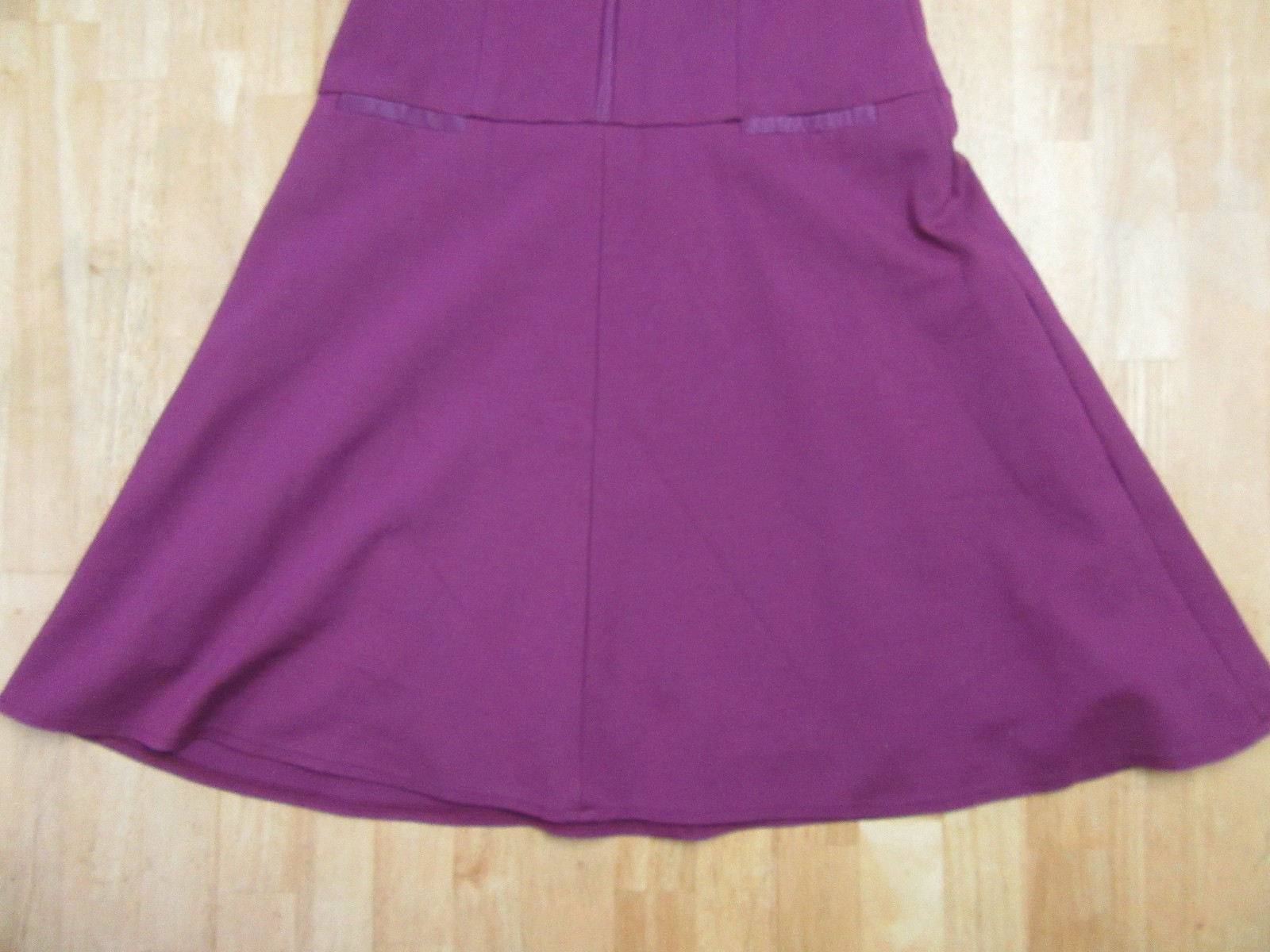 My Tribe V-Neck Real Leather Trim Sleeveless Solid Purple A line Dress Size S