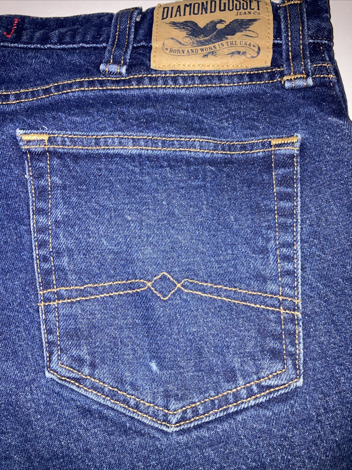 DIAMOND GUSSET Jeans Mens 36×27.5in Blue Denim Dungarees 🇺🇸Made in USA