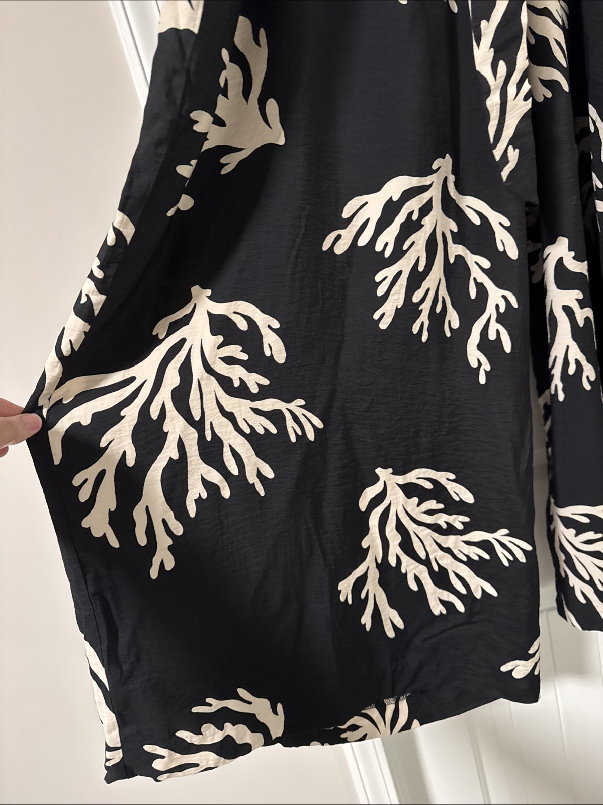 Ava & Viv Black White Coral Print Wide Leg Pants Choose Size