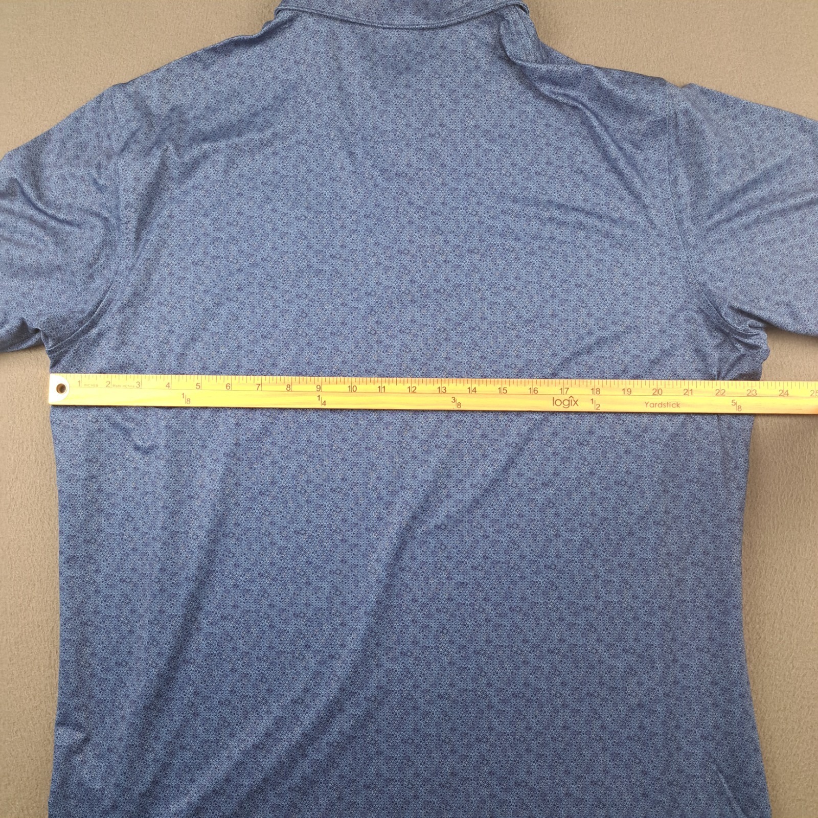 Peter Millar Summer Comfort Polo Size Large Blue Waste Management Open Geometric