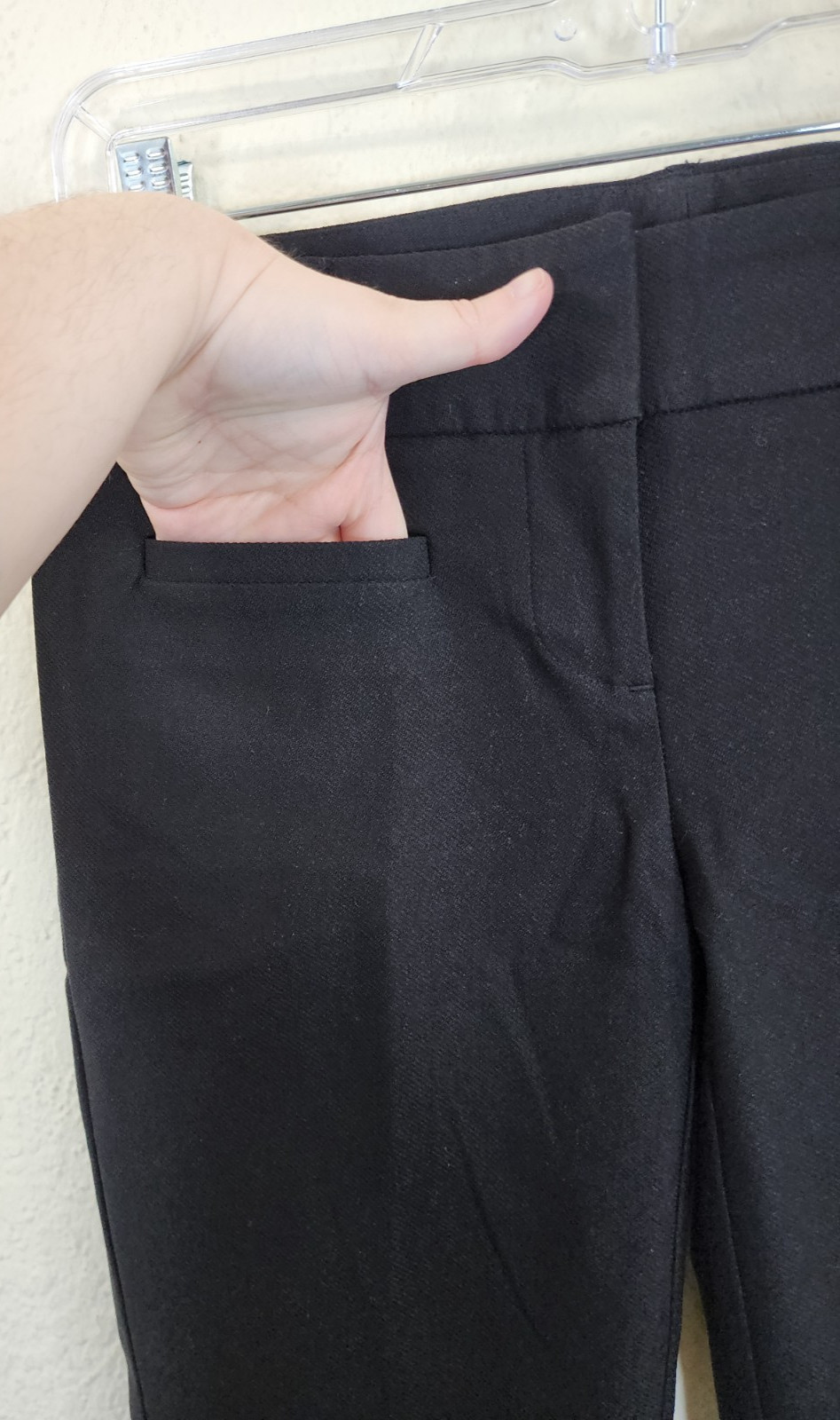 Van Heusen Womens Slim Stretch Dress Pants 0 Short Black Rayon Nylon Spandex