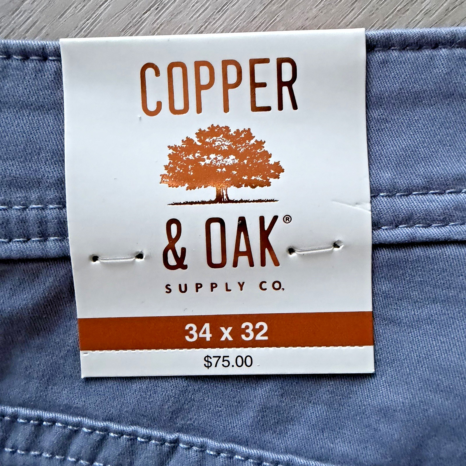 Copper & Oak NWT Men’s 34×32 Pants 5 Pocket Every Day Pant River Blue K5S817 NWT