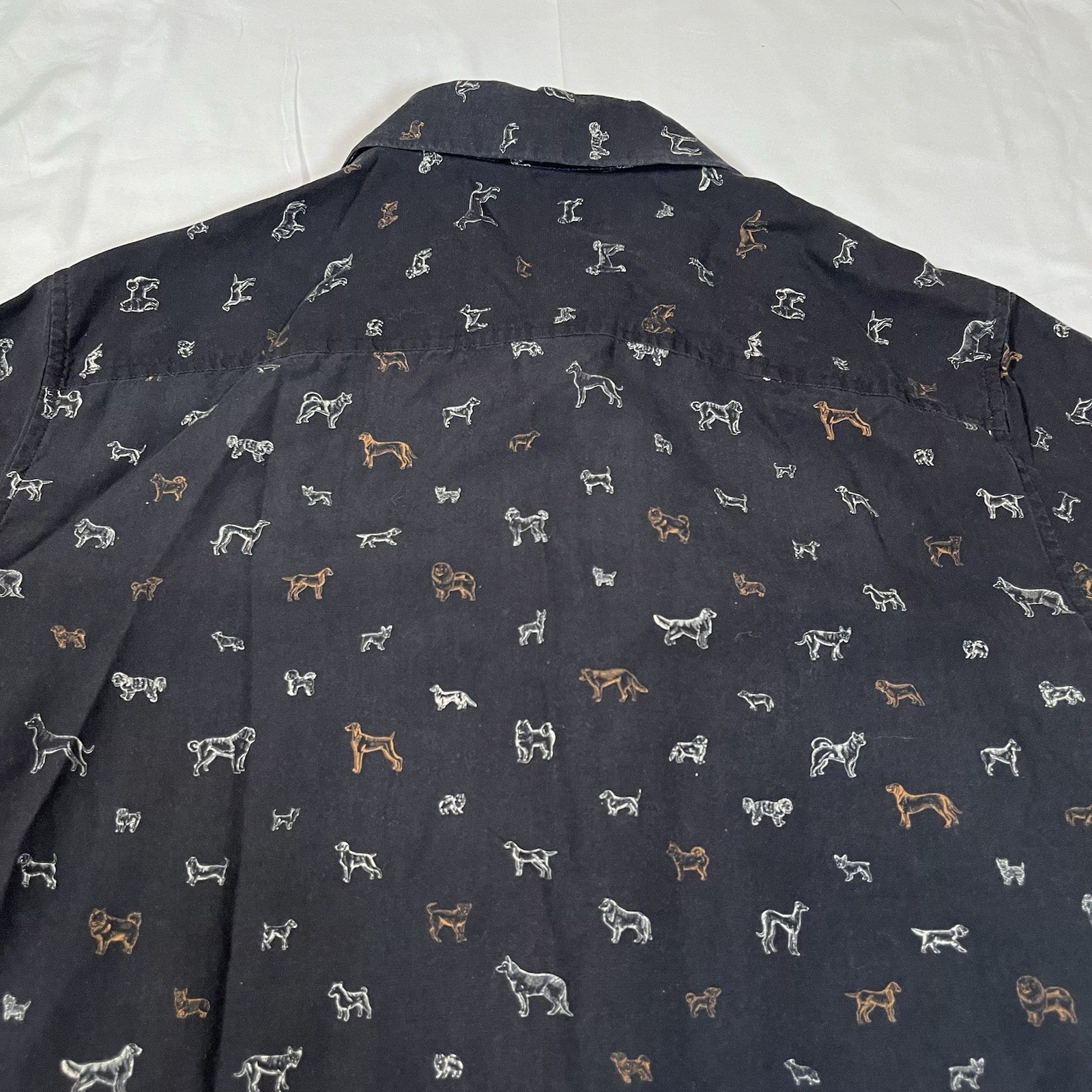 Tori Richard Mens XS All Over Dog Print Button Up Shirt Silk