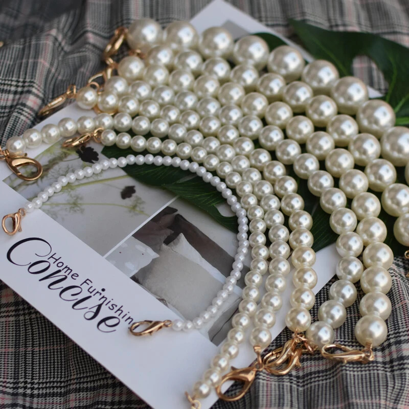 30/40/60/80/100/120cm Replace Bag Strap PEARL CHAIN Shoulder 12/16/18/20