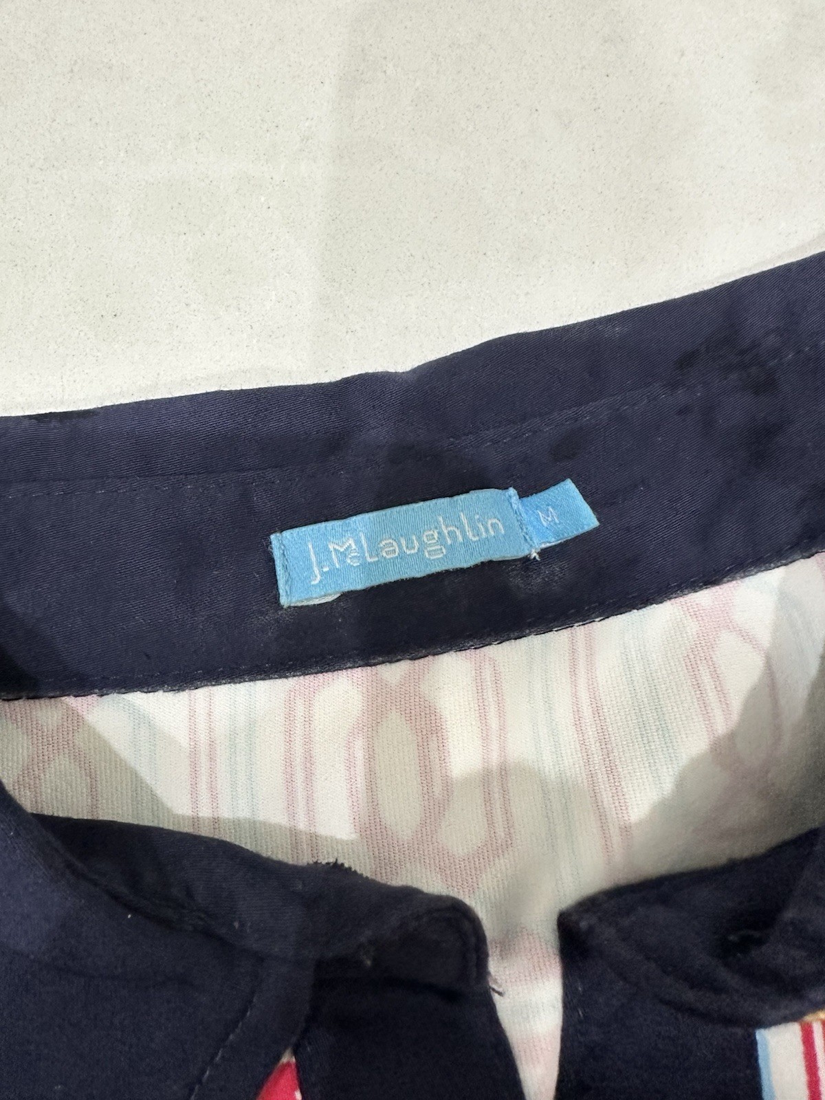 J. McLaughlin Catalina Collared Pink & Light Blue Pullover w/Buttons. Size M.