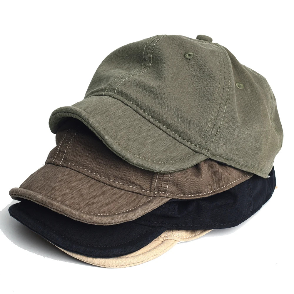 Vintage Short Brim Cotton Baseball Cap Men Women Dad Hat Adjustable Trucker Styl
