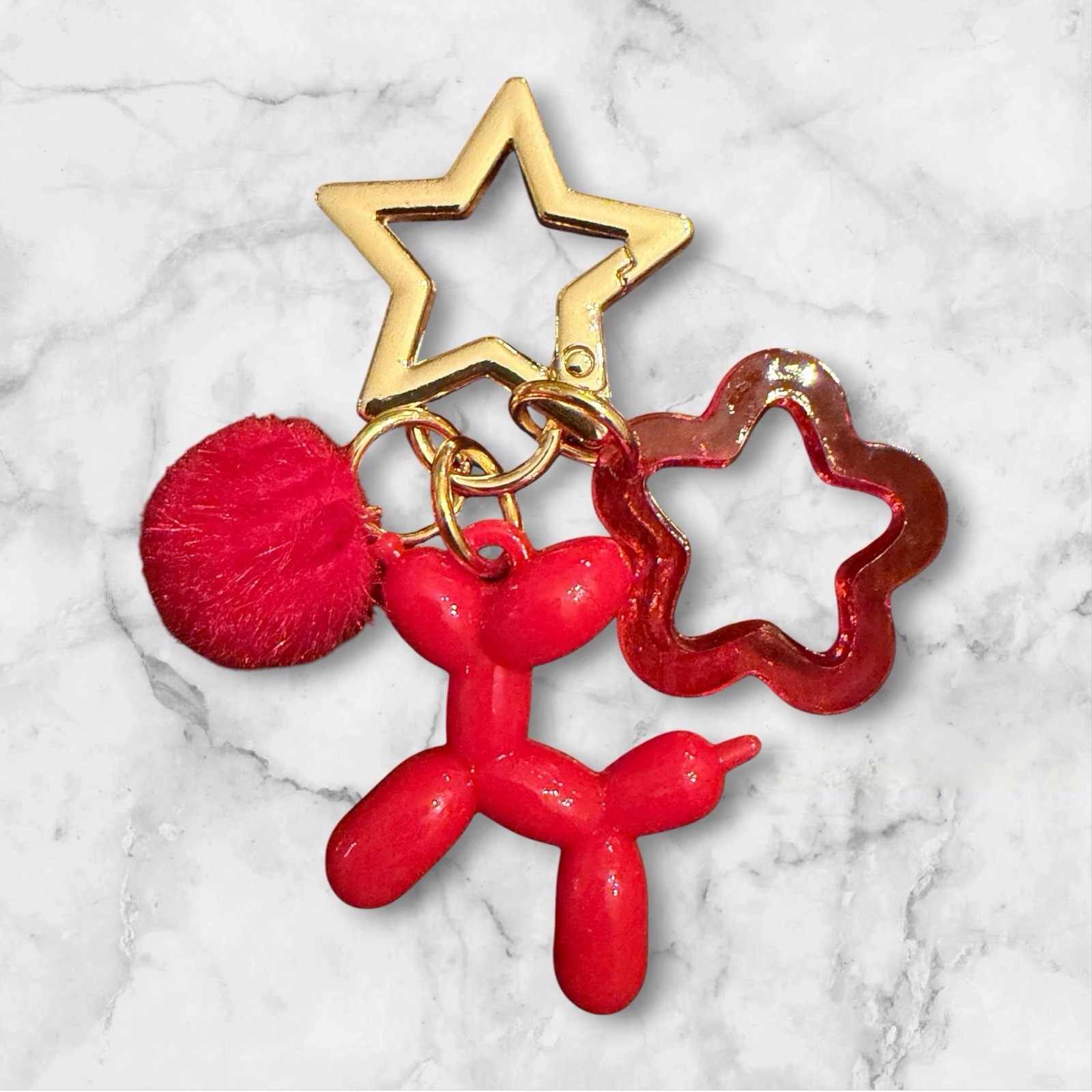 Gold Star Balloon Dog Keychain