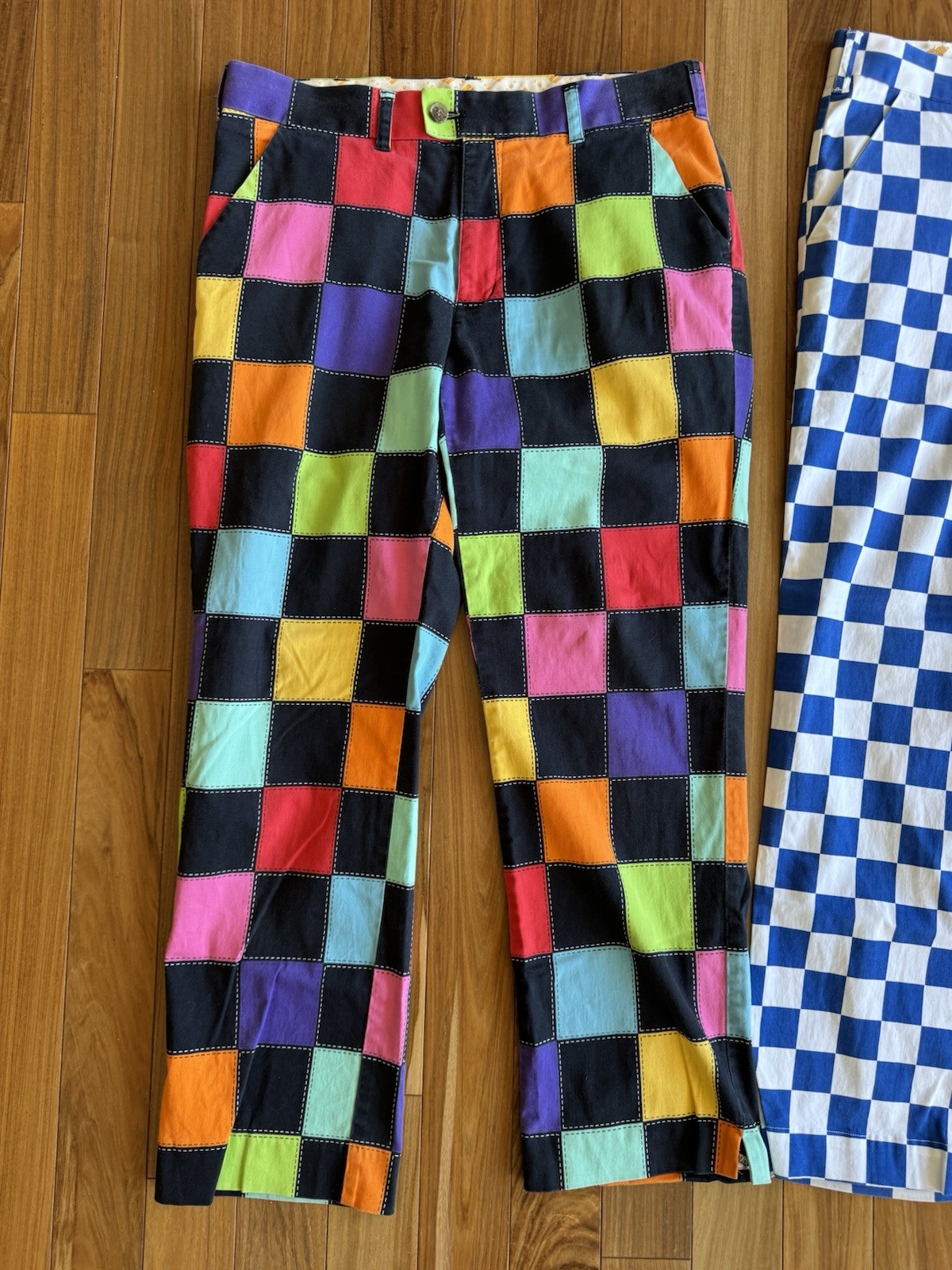 Loudmouth Men’s Golf Pants Sz 34 LOT Of 3 Pink Tiger & Rainbow& Blue Checkered