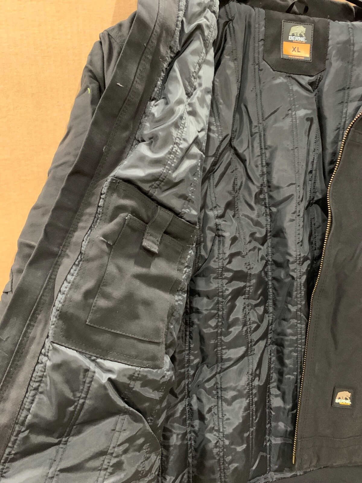 BERNE MENS COAT QUILT LINED DUCK CANVAS BOMER JACKET – XL