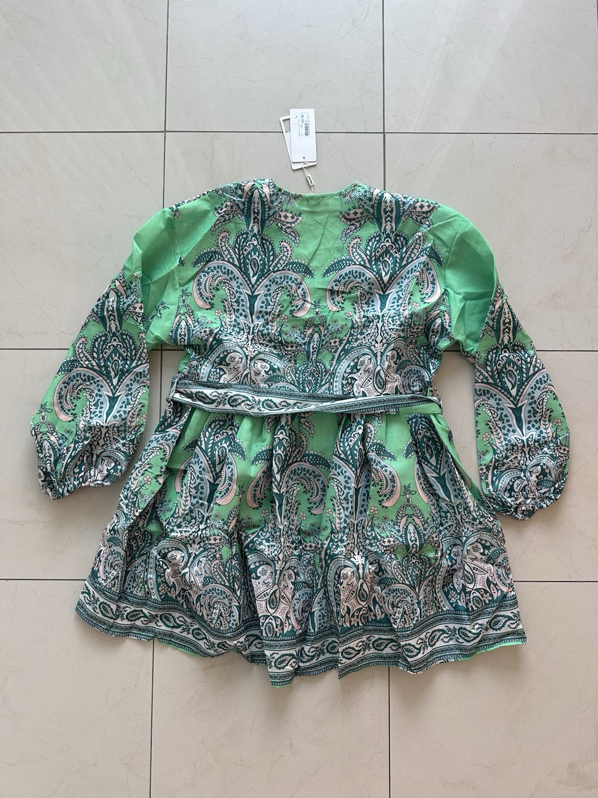 NWT Europe Mooshy Multicolor Paisley Print Mini Dress S/M Adjustable Waist