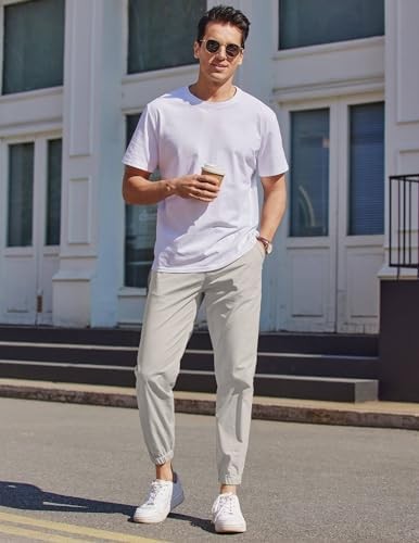 Coofandy Pants Cargo Solid Mens Casual Joggers Elastic Drawstring Chino Hiking