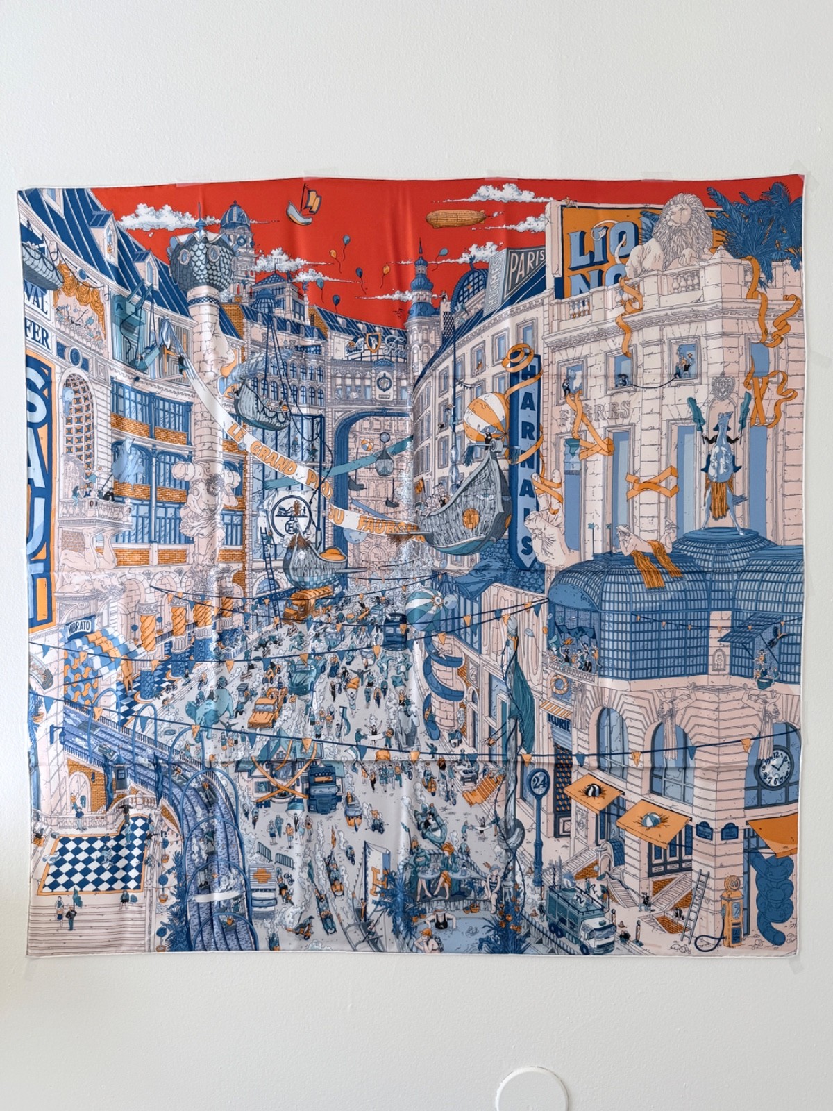 NWOT HERMES Carre Le Grand Prix du Faubourg Silk Scarf