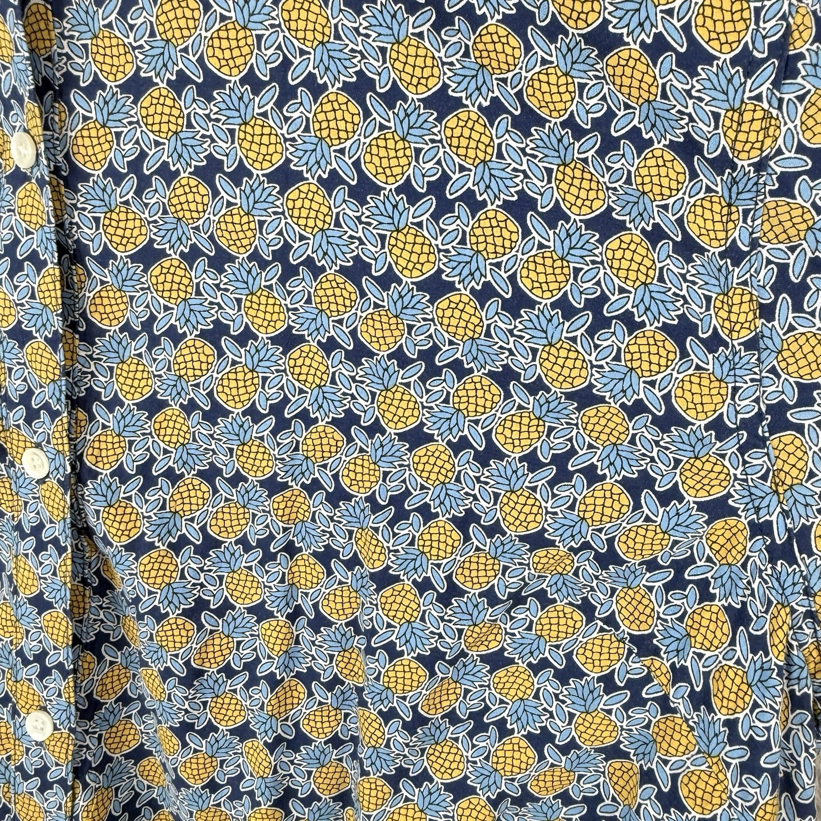 J. McLaughlin Pineapple Print Button Up Blouse Womens L Novelty Print Cotton