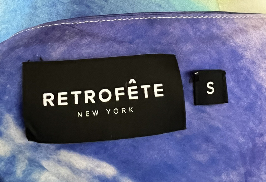 New Retrofete Rylynn Silk Dress in Watercolor Wave Size S $425