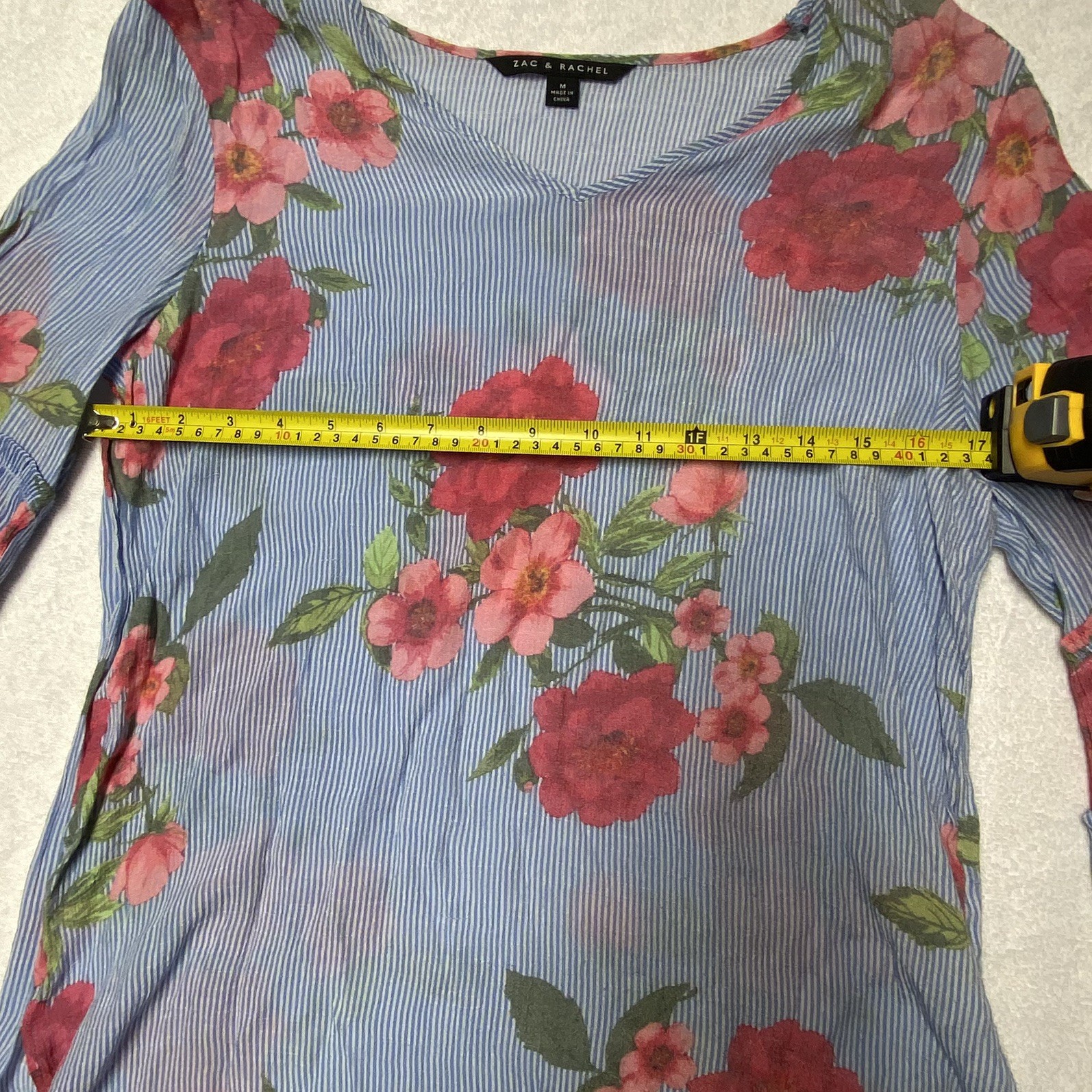 Zac & Rachel Blouse Flutter Sleeve Boho Floral Peasant Flowers Hippie Work (M)
