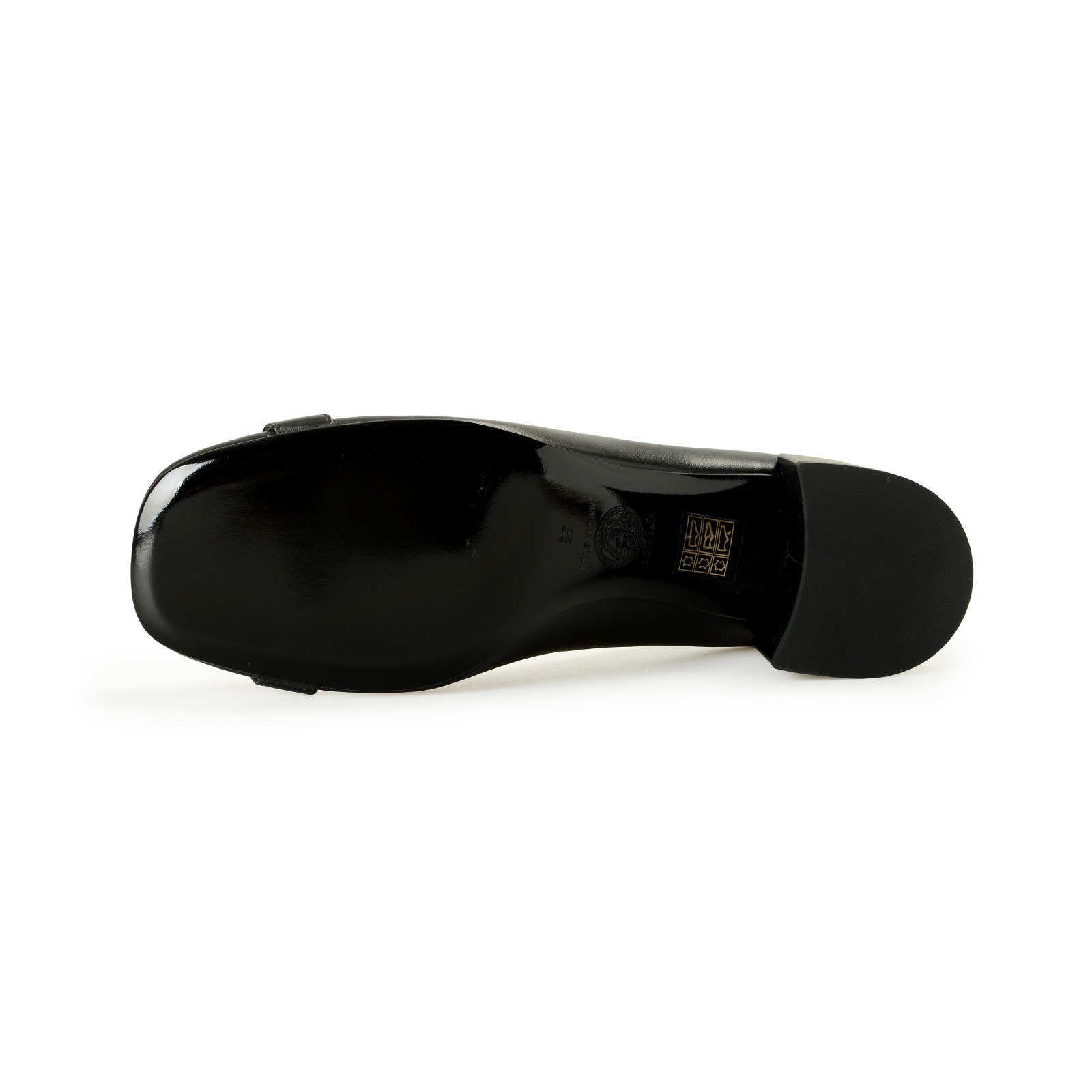 Versace Women’s Gold Medusa Black Leather Heeled Pump Shoes US 10 IT 40