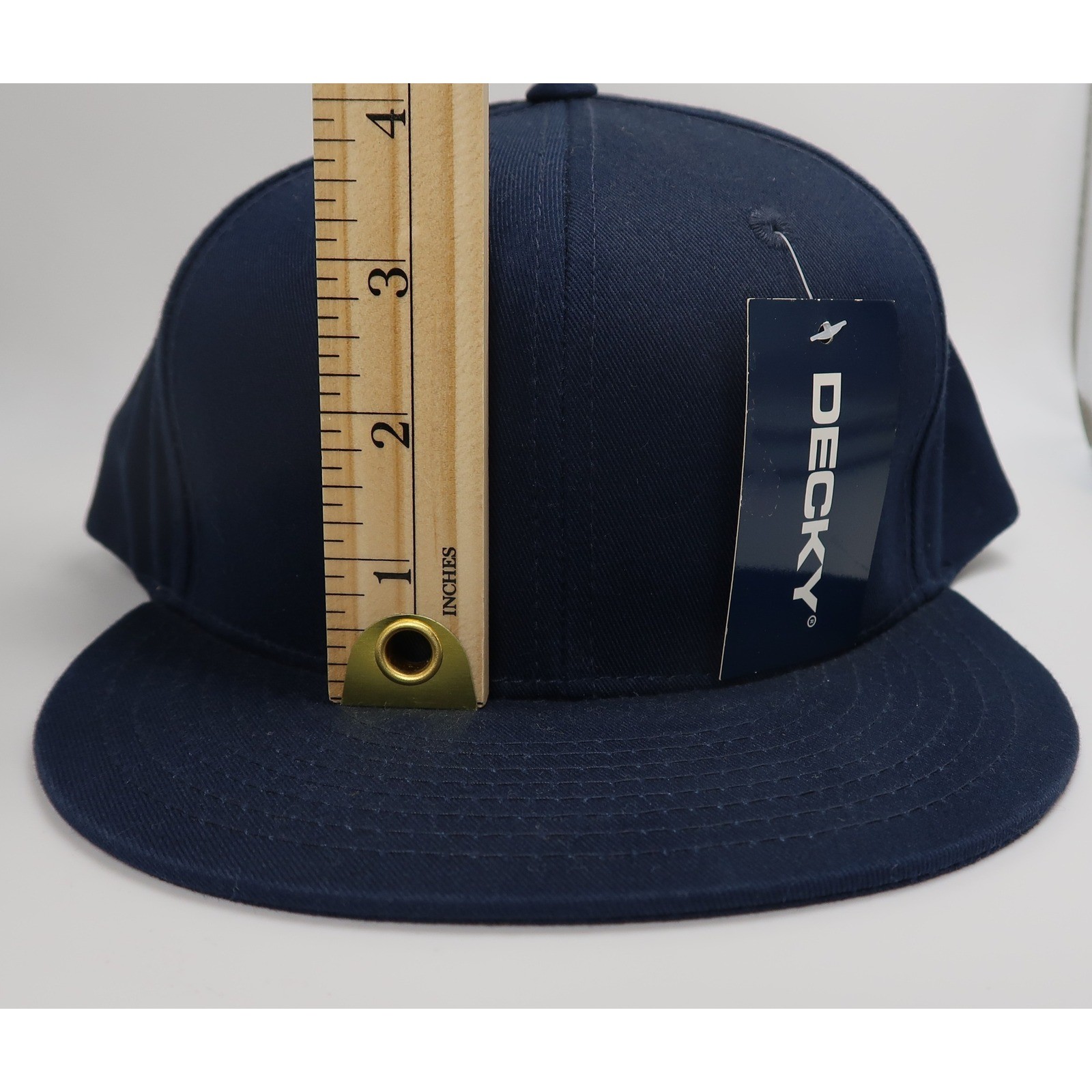 Decky 361 Navy Blue Snapback Hat Flat Bill Blank Baseball Cap Mens One Size NWT