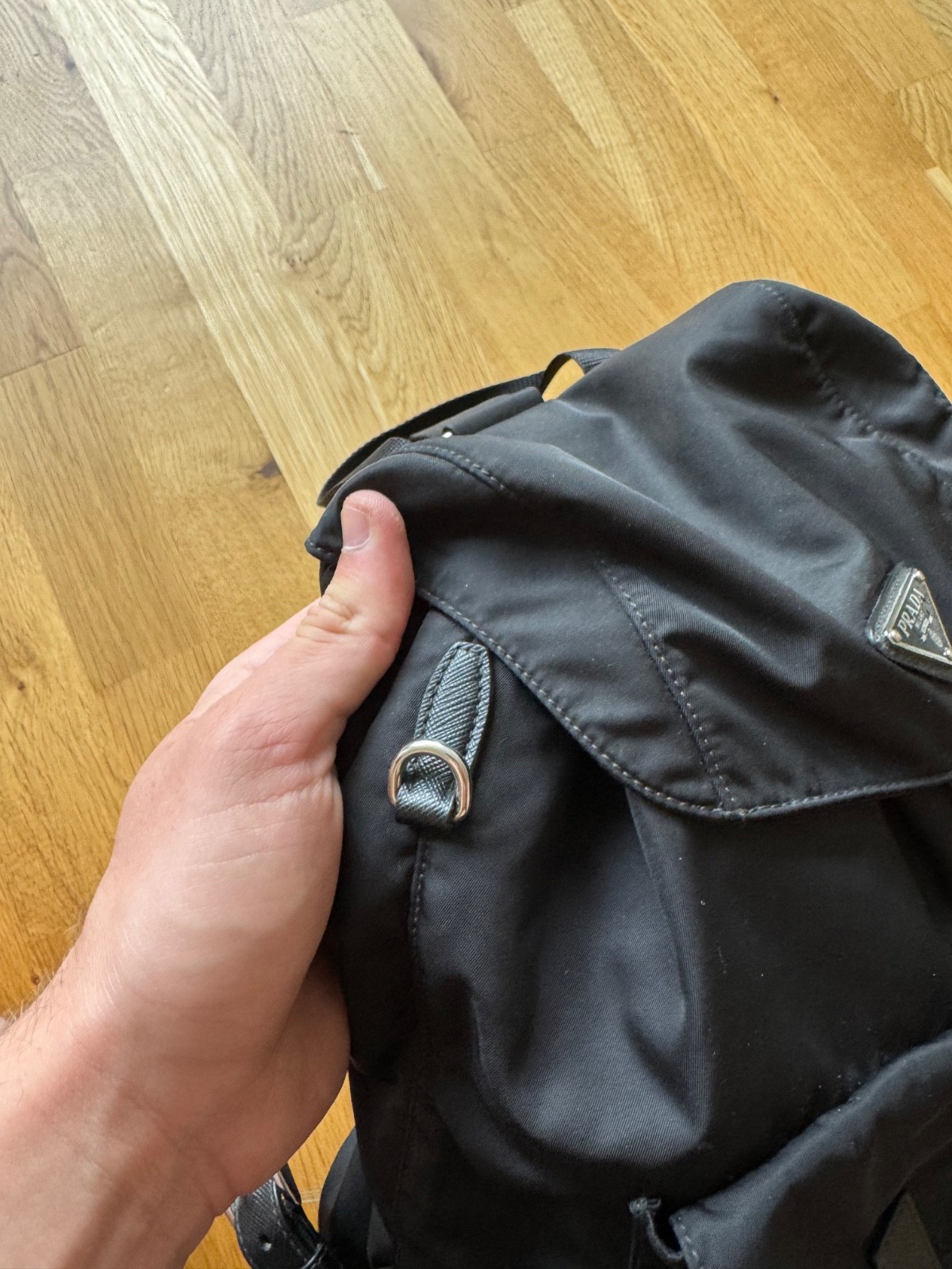 PRADA Re Nylon Buckle Closure Backpack Medium Black Nylon