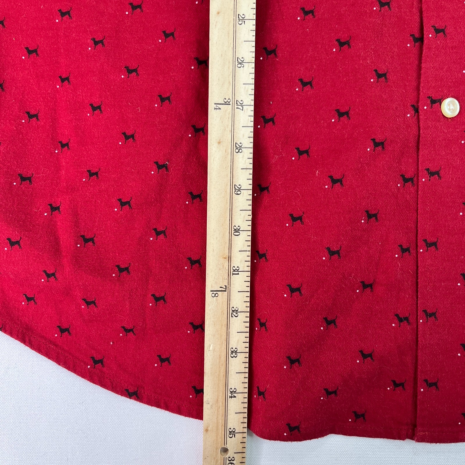 CHAPS Ralph Lauren Men’s Red All Over Dog Print Flannel Button Up Shirt 3XB