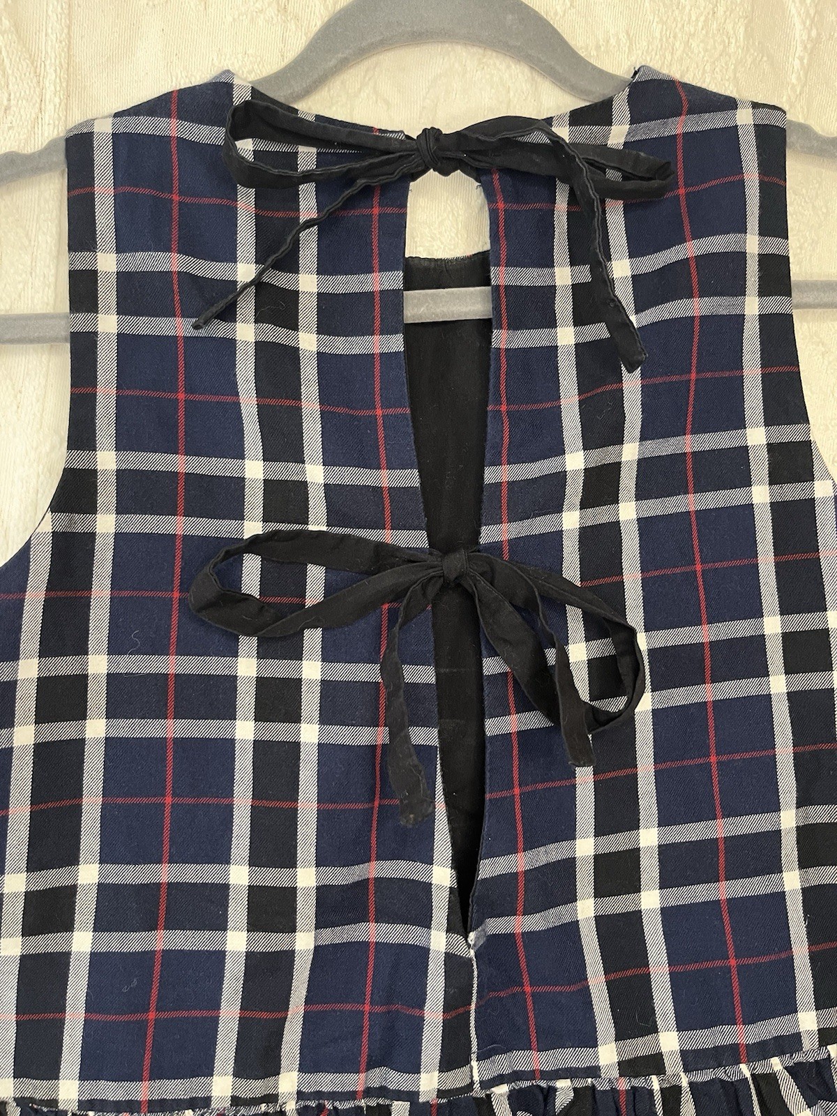 Zara Navy Plaid Peplum Sleeveless Top – Women’s Small