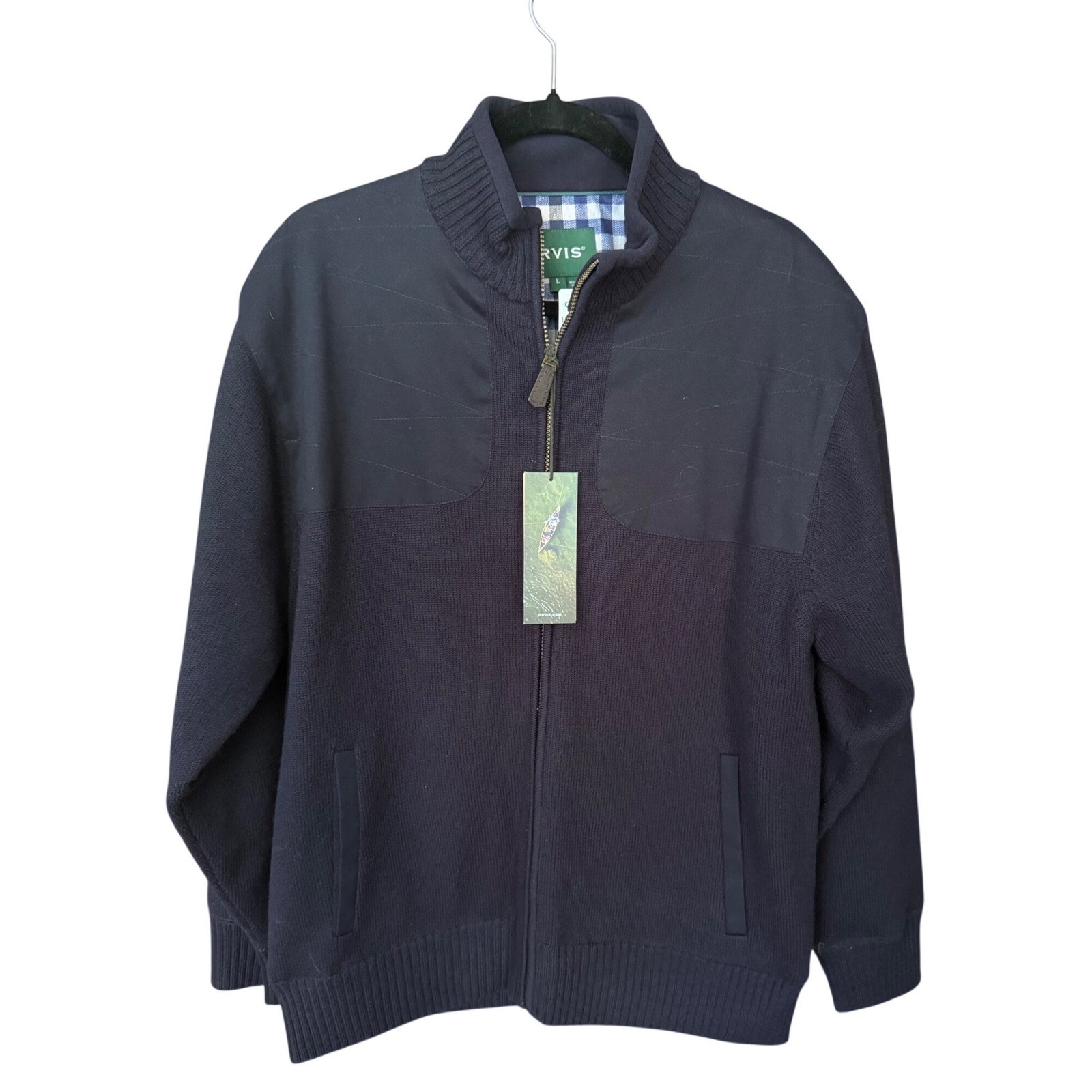 NWT Orvis Ultimate Foul Weather Sweater Mens L Navy Blue Windproof Full Zip