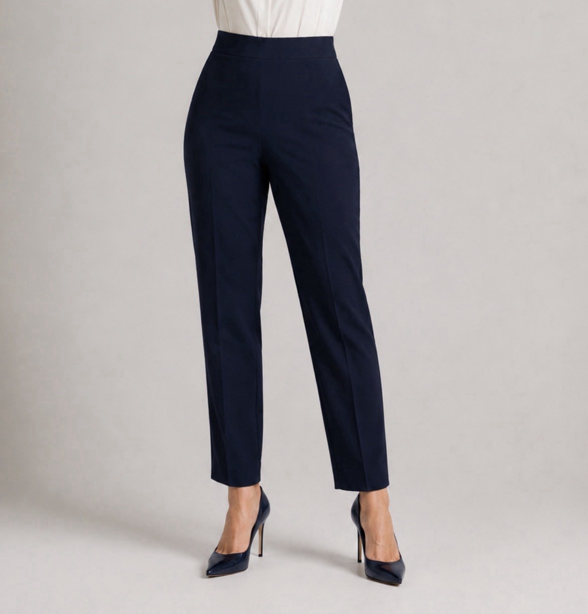 NEW Ralph Lauren Pants Size 18W Blue Ankle Stretch Cotton Blend Side Zip 37X27