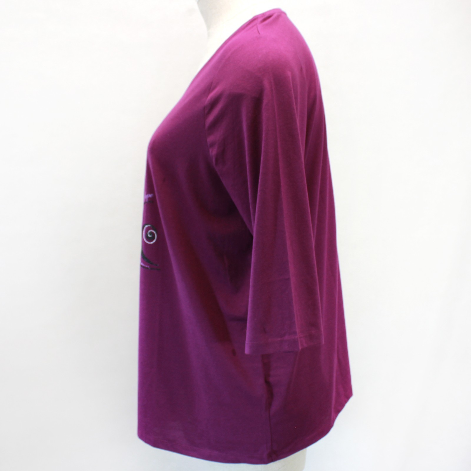 Catherines Plus Purple Cotton Glitter Flower Top Blouse 3X 26/28W