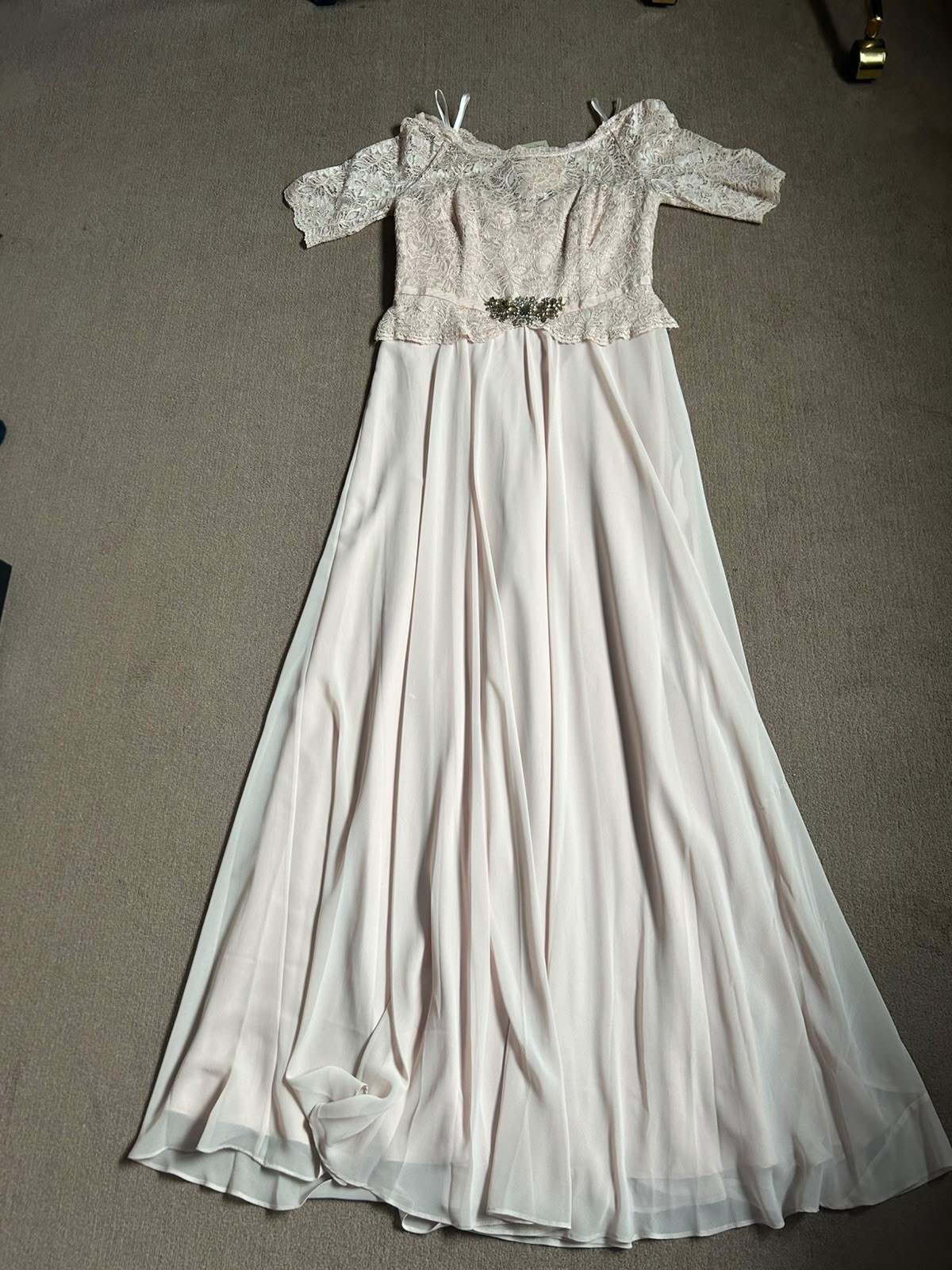 Jenny Packham No1 Blush Pink Chiffon & Lace Gown UK14 Never worn 💖