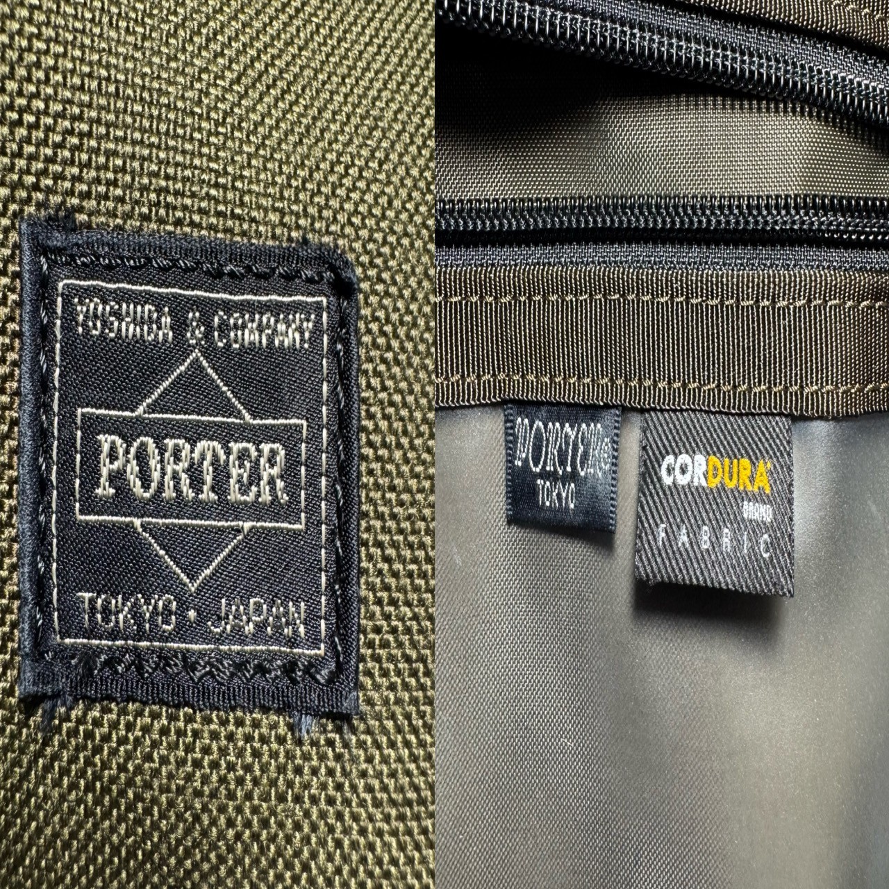 PORTER TENSION 3-Way Briefcase Backpack Olive Green Cordura Nylon Yoshida Japan