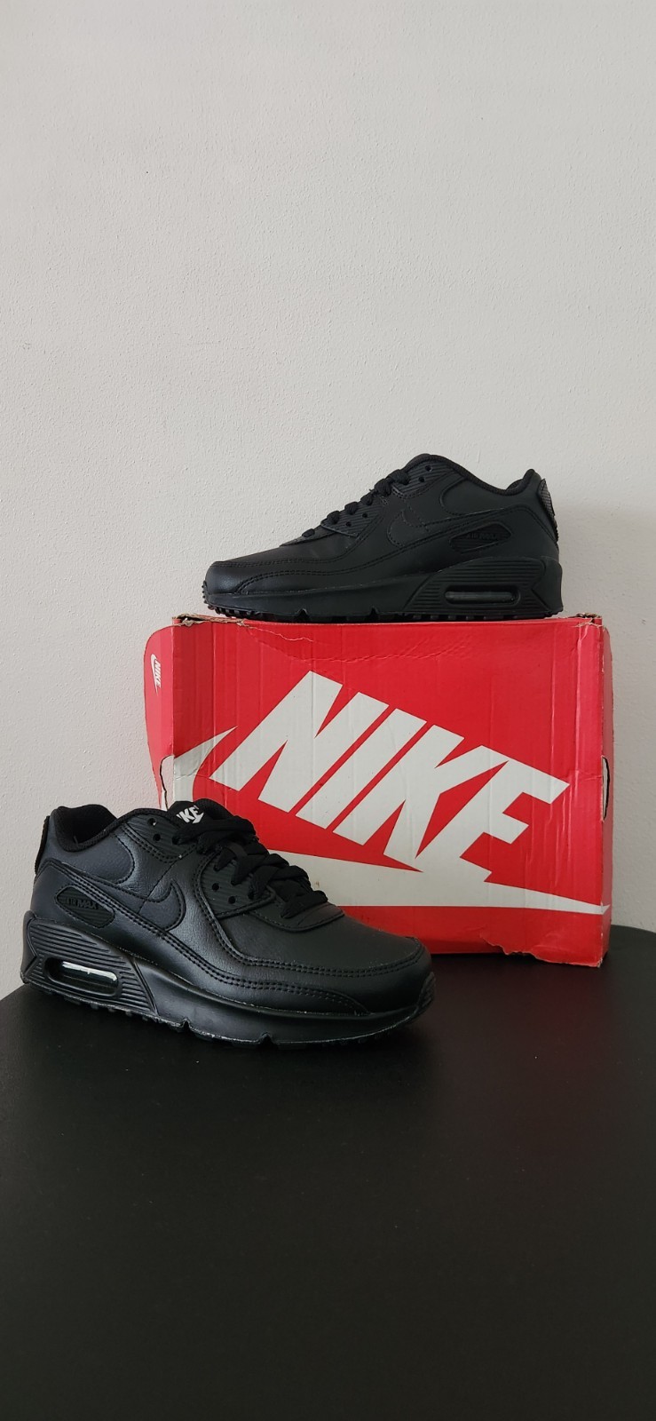 Youth Nike Air Max 90 LTR (GS) Triple Black Sneakers (Size: 4Y)