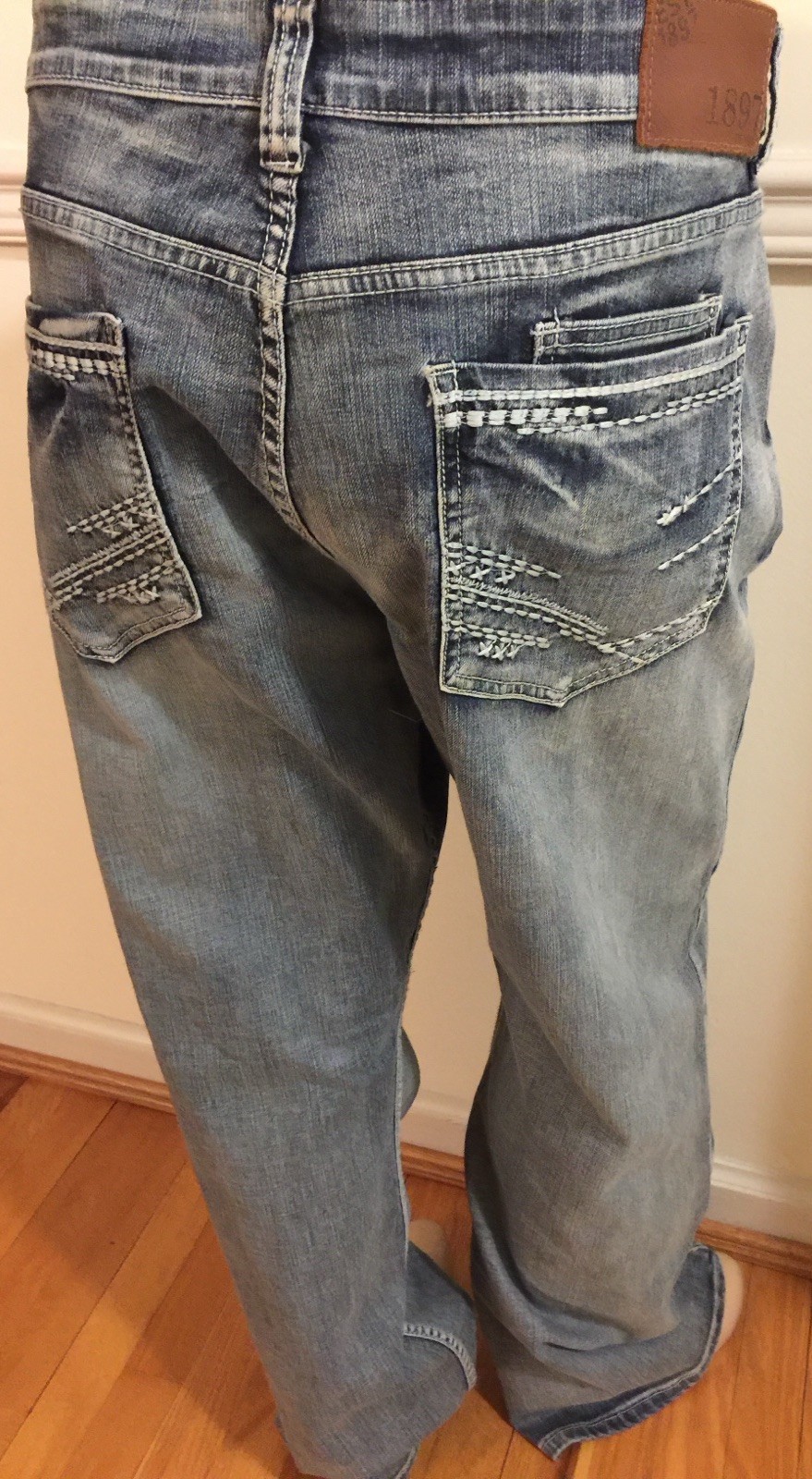 NWT 1897 Denim Men Blue Jean Bootcut 38×34 99% Cotton 1% Spandex 6 Pocket